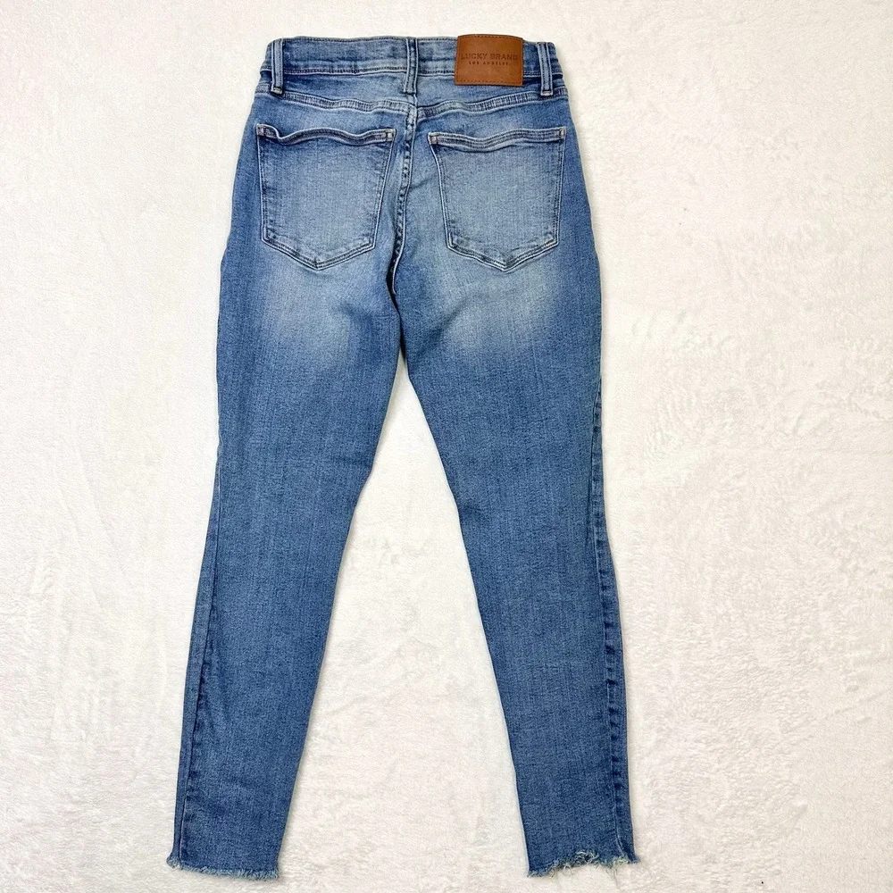 Lucky Brand Jeans Womens 4/27 Blue Fade Distressed Skinny‎ Stretch Ankle 25.5